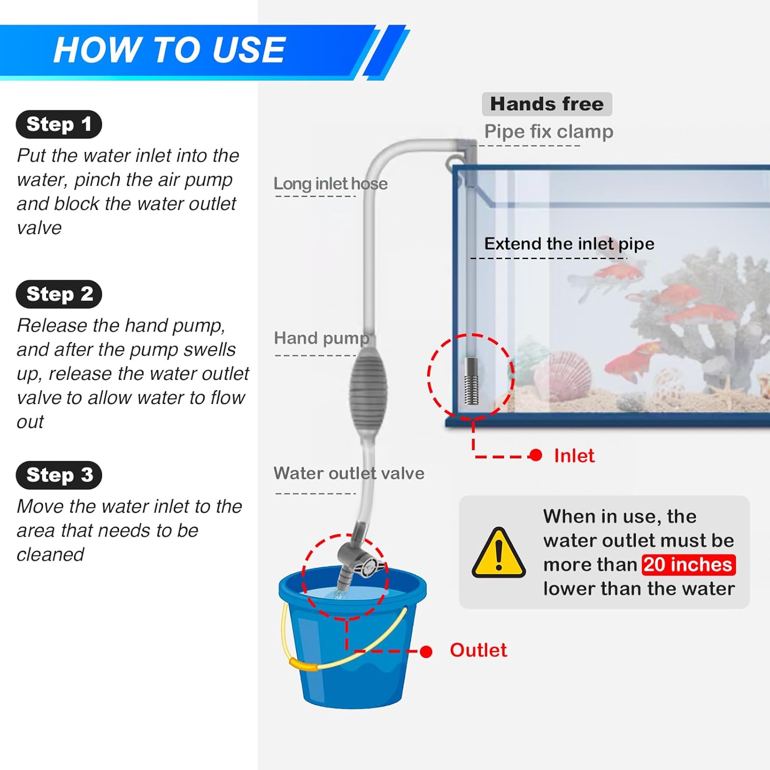 Large Fish Tank Aquarium Sipho - đánh giá và giá Gravel Vacuum Cleaner