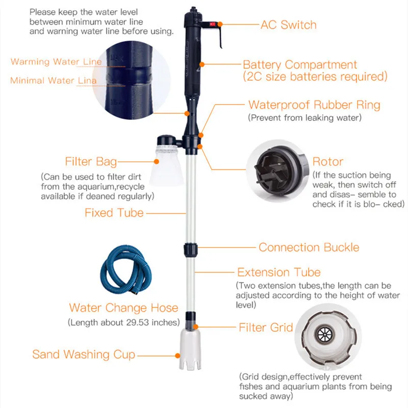 Electric Water Changer Vacuum  - đánh giá và giá Gravel Vacuum Cleaner